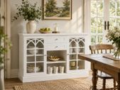 White Sideboard Cabinet with Glass Doors