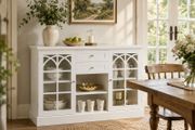 White Sideboard Cabinet with Glass Doors