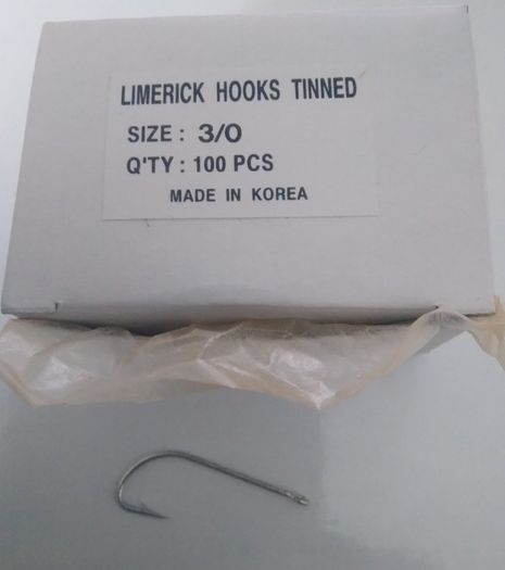 Limerick Hooks tinned 100pcs size 3/0