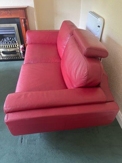 red leather sofa