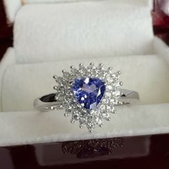 Silver Tanzanite & White Zircon Halo Ring