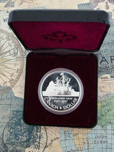 1987 Canada 1 Dollar Silver Proof Coin Davis Strait