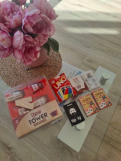 QUICK SALE (Moving out SALE): Party Games & Playing Cards Bundle - Tipsy Tower, UNO, and More