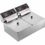 Commercial Electric Fryer Stainless Steel Fryer 12L Electric Double Tank Double Sieve Machine for Chicken/Shrimp Double deep fat fryer electric 220v Image 7