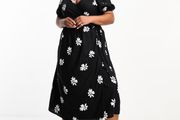 Monochrome Floral Wrap Dress.