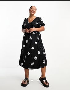 Monochrome Floral Wrap Dress.