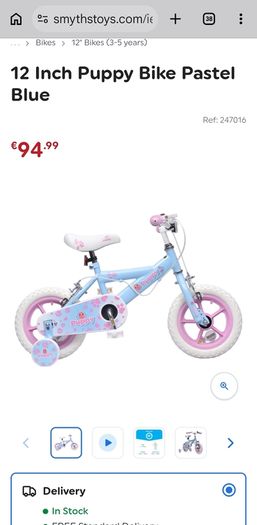 12 Inch Puppy Bike Pastel Blue