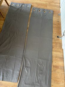 Next Grey Lined Cotton Eyelet Curtains Pair (46" x 72" / 117cm x 183cm)