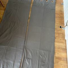 Next Grey Lined Cotton Eyelet Curtains Pair (46" x 72" / 117cm x 183cm)
