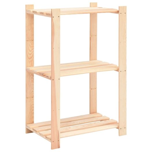 3-Tier Storage Racks 2 pcs 60x38x90 cm Solid Pinewood 150 kg