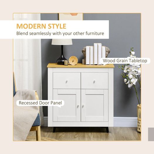 Sideboard Storage Cabinet, Modern Kitchen Cupboard with Double Doors and Drawers for Dining Room