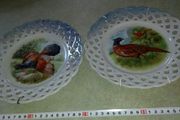 Set of 2 lattice pheasant wall plate.