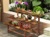 Large 3 Tier Stair Style Wood Plant Stand Patio Rack Outdoor/Indoor Garden Shelf