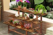 Large 3 Tier Stair Style Wood Plant Stand Patio Rack Outdoor/Indoor Garden Shelf