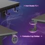 Small Gaming Desk 106.6 CM LED Computer Desk with Monitor Stand Gamer Workstation with Cup Holder & Headset Hooks for Home Office Bedroom Small Space Image 4