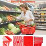 12 PCS, 21L Stackable PE Plastic Grocery Baskets with Metal Handles, Dense Mesh Structure, Holds up to 9.07kg, Portable for Grocery Image 3