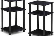 NEW SALE | 3-Tier Turn-N-Tube End Table, Side Table, Nightstand, Americano/Black, 2-Pack