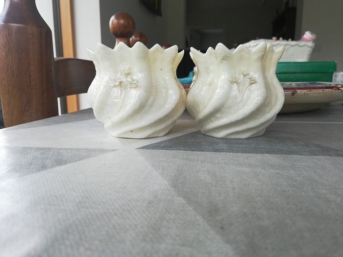 Third period Beleek pair of vases