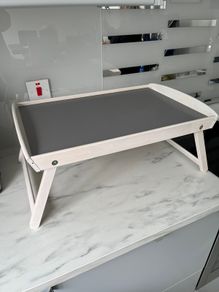 Folding Bed Tray / Laptop Table - White & Grey