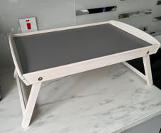 Folding Bed Tray / Laptop Table - White & Grey