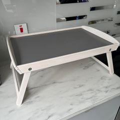 Folding Bed Tray / Laptop Table - White & Grey
