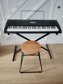 Casio keyboard, stand and stool