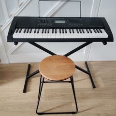 Casio keyboard, stand and stool
