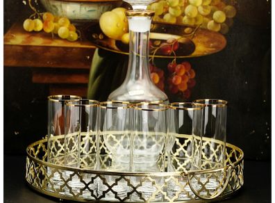 Retro Bohemian Crystal Decanter & Glasses Set