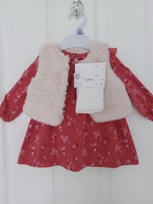 New Baby Girl Dress, Gilet and Tights Age 3-6 months