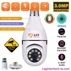3mp Panoramic Wifi Ip Camera E27 Light Bulb Calving Hd Wireless Security Camera