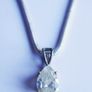 Vintage Sterling Silver CZ Crystal Teardrop Pendant Snake Necklace length 19" - 5,4g Image 10