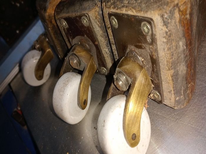 3 vintage porcelain casters