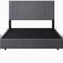 Metal Single Bed Frame with Storage and Shelf Headboard, 3ft Upholstered Metal Single Bed Frame with Slats Enhanced Support, No Box Spring Needed, Noise Free,Easy Assembly,Dark Gray bed frames Image 4