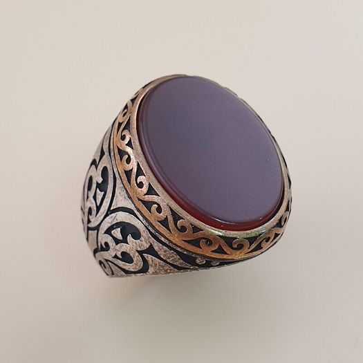 Vintage-Inspired Agate & Silver Ring Elegant Handcrafted Design