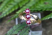 Antique 3 Stone Ruby Ring - 18ct