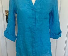 Blue 100% linen shirt / blouse - brand new unworn