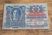 Austria-Hungary, 20 Kronen banknote, 2 January 1913, circulated, with overprint - free standard postage