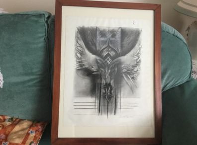 Eugene Press "Spirit at the Gate"  Original Charcoal and coloured chalk painting