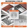 Farmhouse Kitchen Sink, 304 Stainless Steel Drop-In Sinks, Top Mount Single Bowl Basin with Ledge & Accessories, Image 3