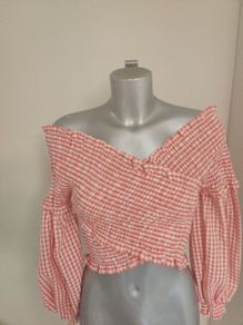 Zara red crop off shoulders blouse UK8 EU36 Postage included