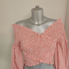 Zara red crop off shoulders blouse UK8 EU36 Postage included