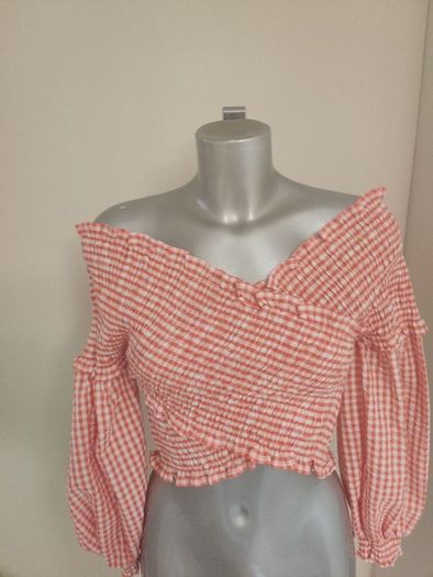 Zara red crop off shoulders blouse UK8 EU36 Postage included