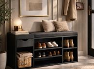 main image for ad Black Shoe Storage Bench with Cushion &amp; Drawer