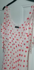 Long dress size 12 Myleene Klass lovely soft pink and red poka dot hard to show colour in photo