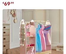 wooden dress up rack with lights