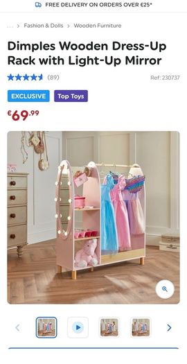 wooden dress up rack with lights