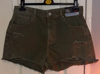 High waist khaki shorts