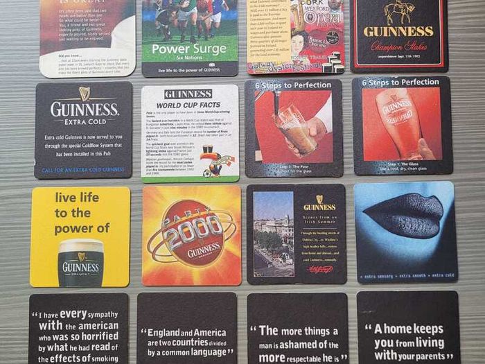 16 Vintage Guinness Irish Stout Mats/Coasters 1990s & 2000s