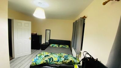 king size bed + side table