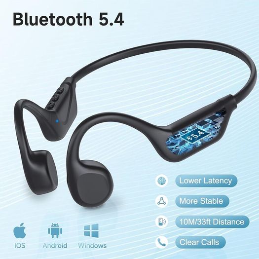 Bone Conduction Headphones Bluetooth 5.4, Open Ear Headphones Wireless with Mic, IPX5 Waterproof Sports Earphones for Running, Gym Workout, Ski, Cycling